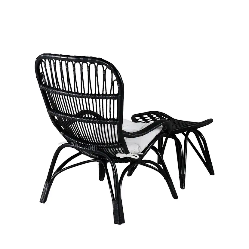 Ella Lounge Chair - BLACK rattan / Offwhite Cushion Ersätter Färg: Black