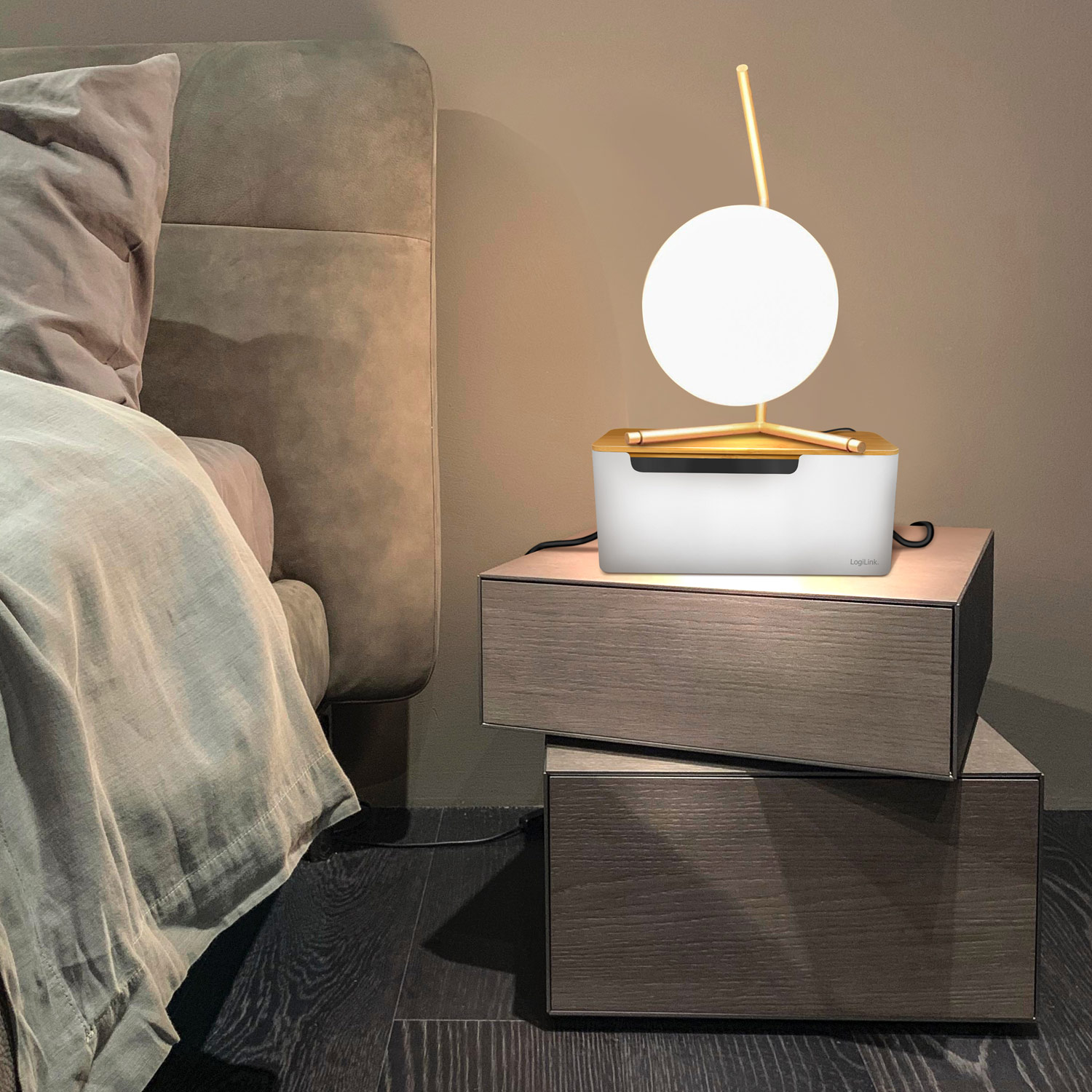 Kabelgömma LogiLink Cable Box Med Bambulock 32x14x13 cm