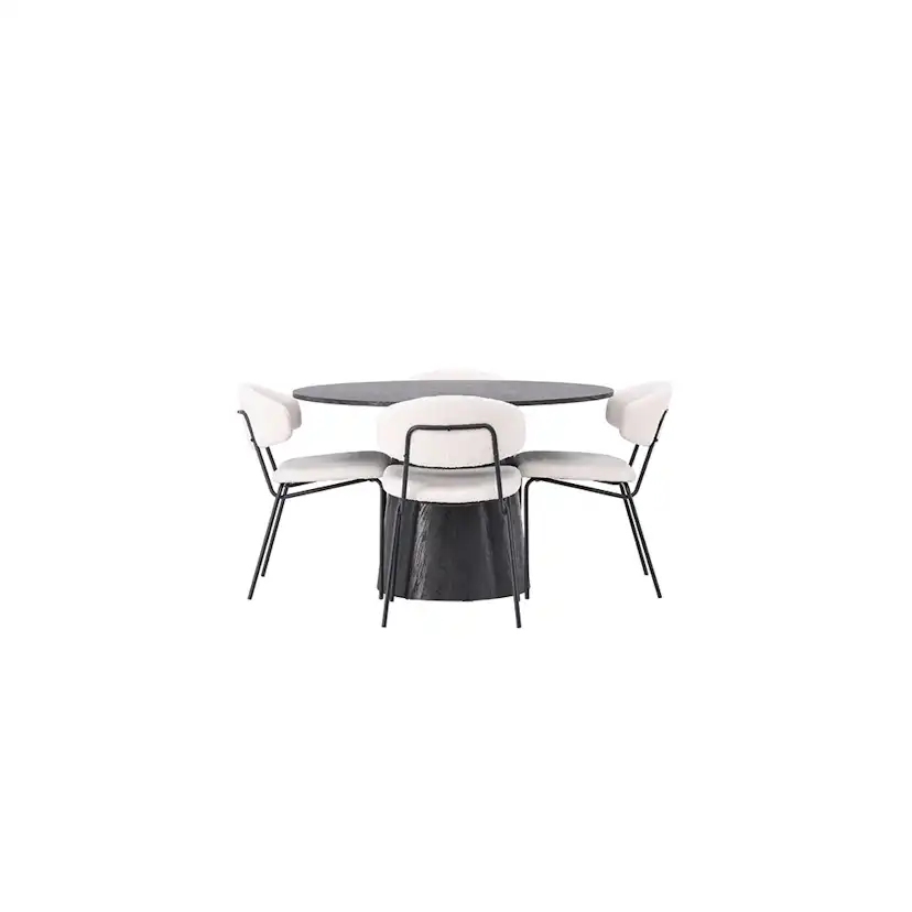 Matgrupp Venture Home Lanzo Ø120 cm med 4 st Chico stolar