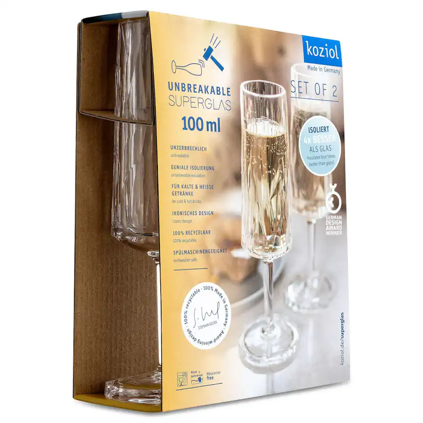 Champagneglas Koziol Club No. 14 100 ml Crystal Clear 2-pack