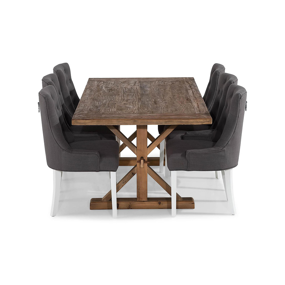 Matgrupp In Living Lyon 200x100 cm Natur/Grå med 6 st Viktoria Stolar