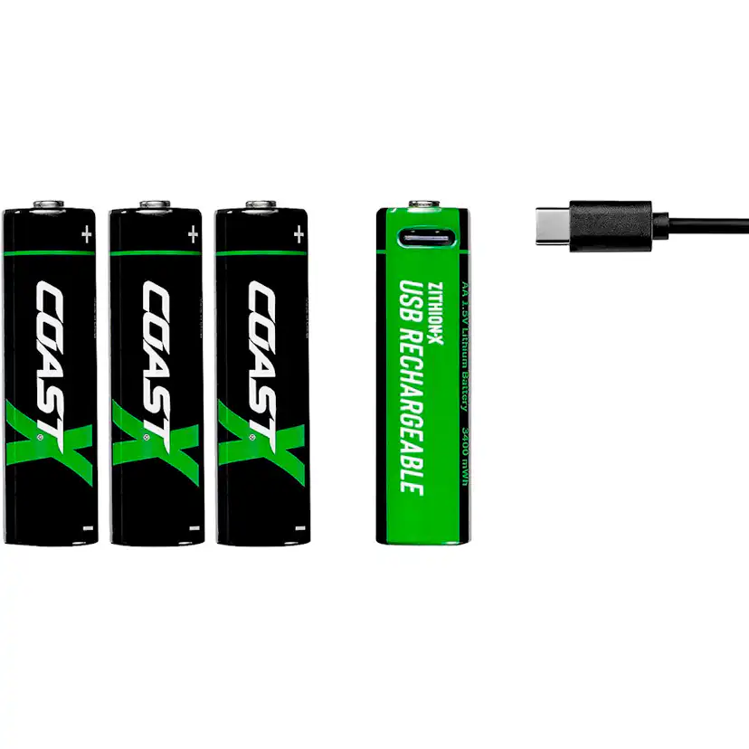 Batteri Coast Uppladdningsbara AA 1,5V 2400 mAh 4-pack inkl Laddningskabel