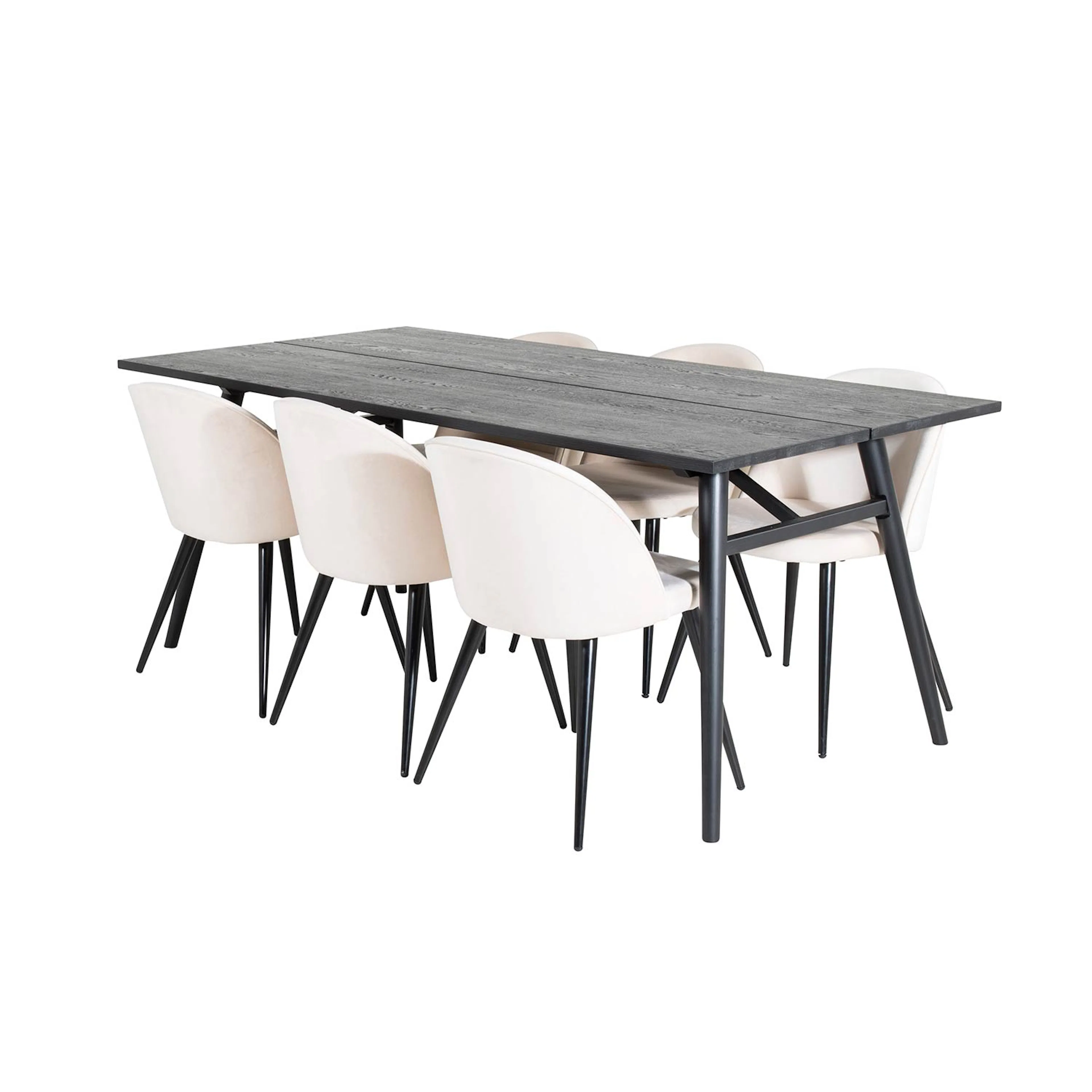Sleek Extentiontable Black Brushed-VelvetChair-Beige Black_6 Svart/Beige