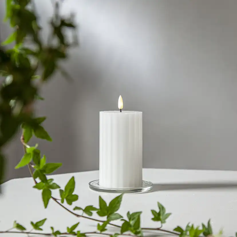 LEDBlockljus Flamme Stripe Vit