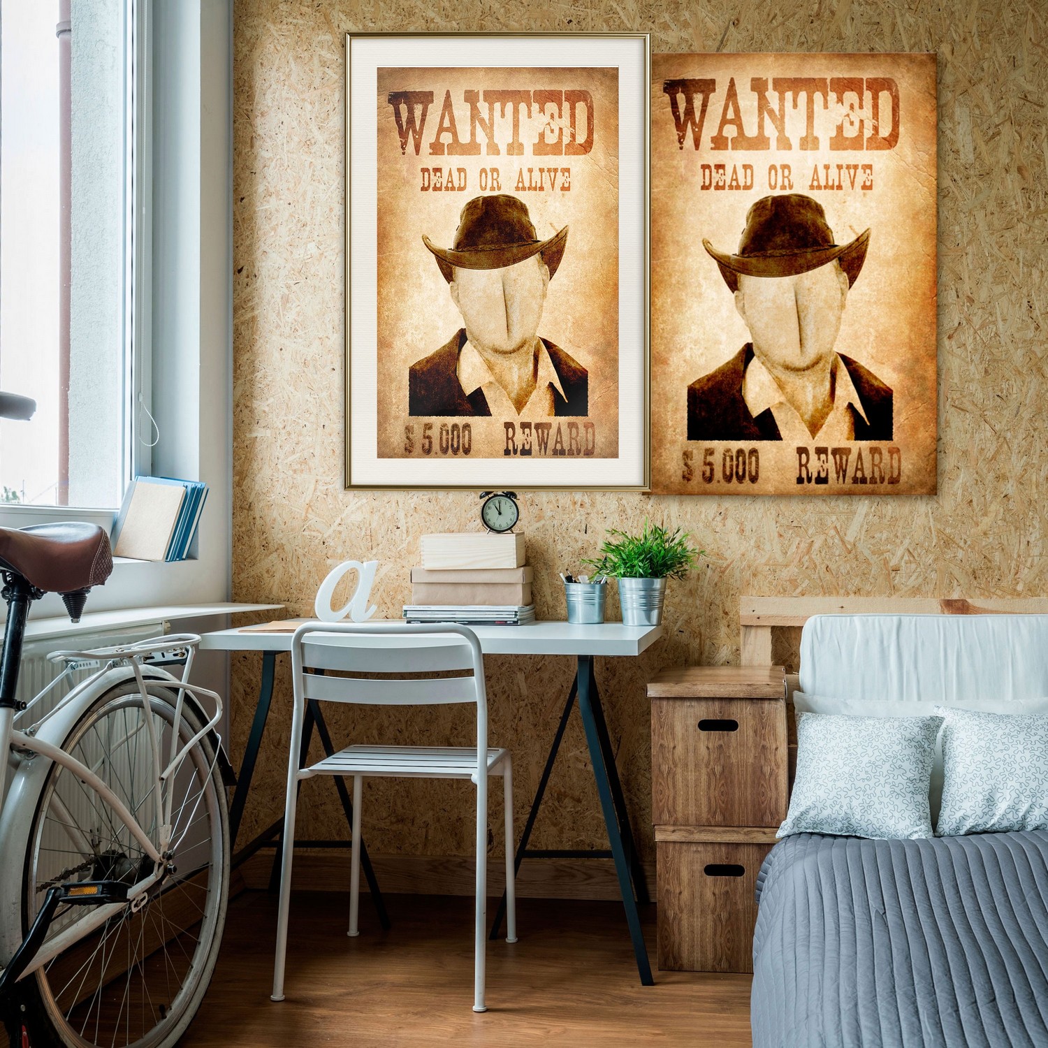 Affisch - Wanted [Poster] 30x45 Guld ram med passepartout, 30x45 cm