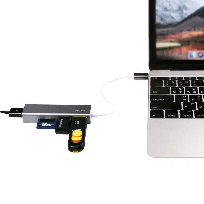USB-C Hub LogiLink 3port + Minneskortsläsare
