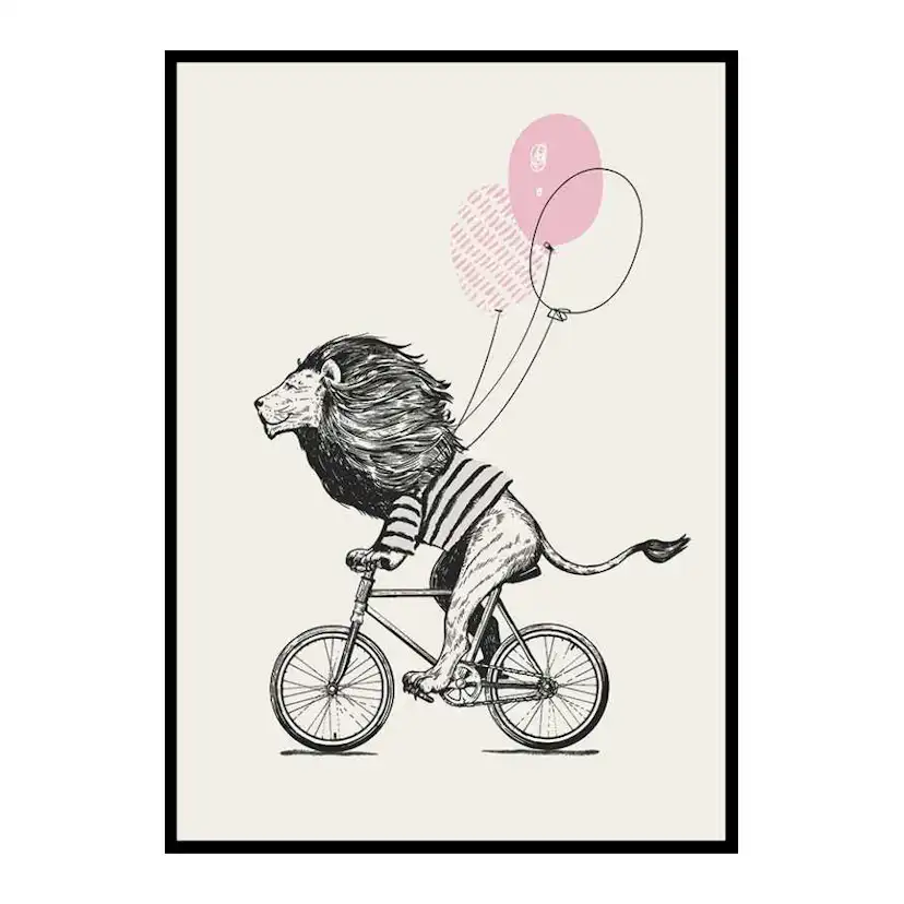 Poster Gallerix Lion On Bicycle