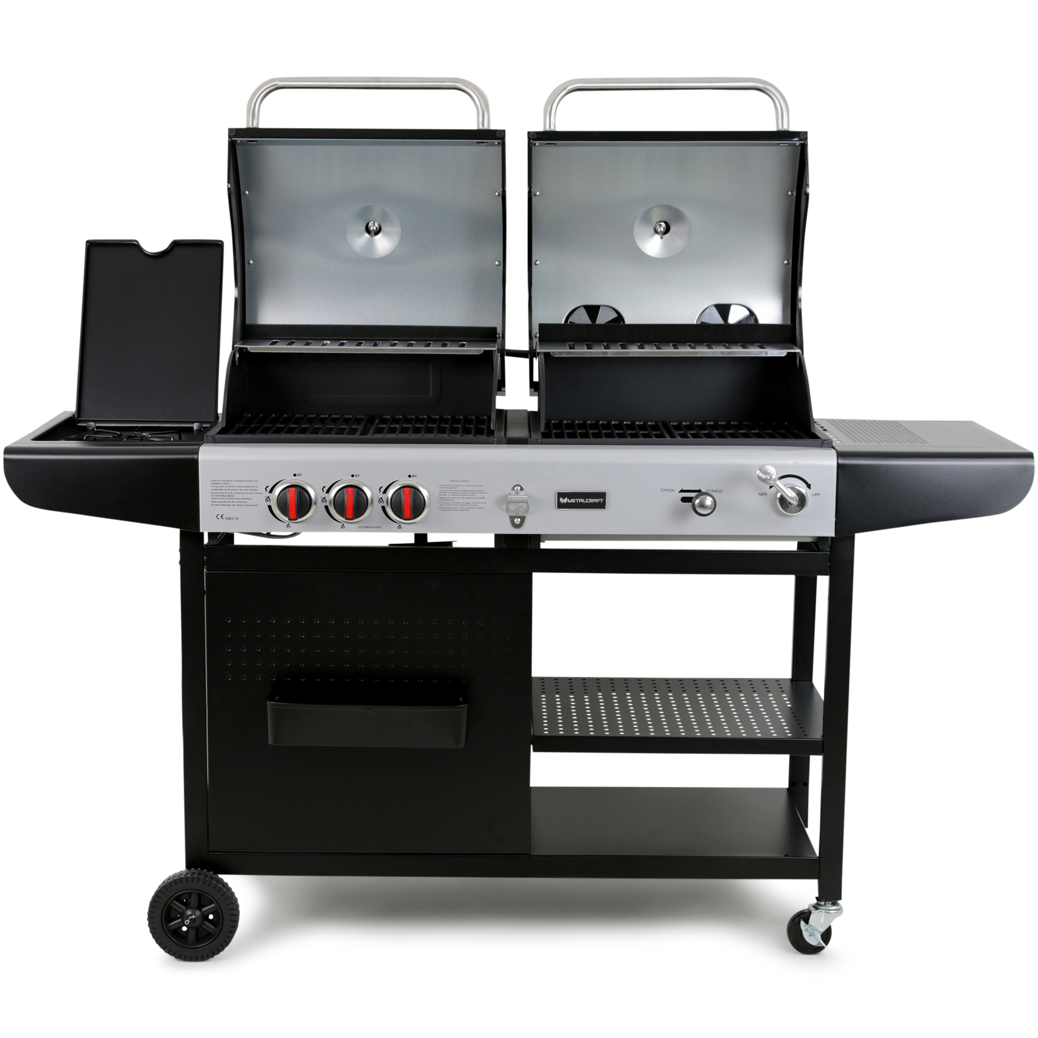 Gasol/Kolgrill Metalcraft Aurora Kombinationsgrill med Sidobrännare & Rostfria Brännare