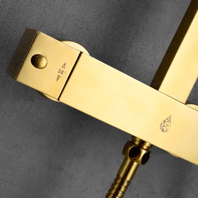 Takduschset Bathlife Flöda Guld Mässing