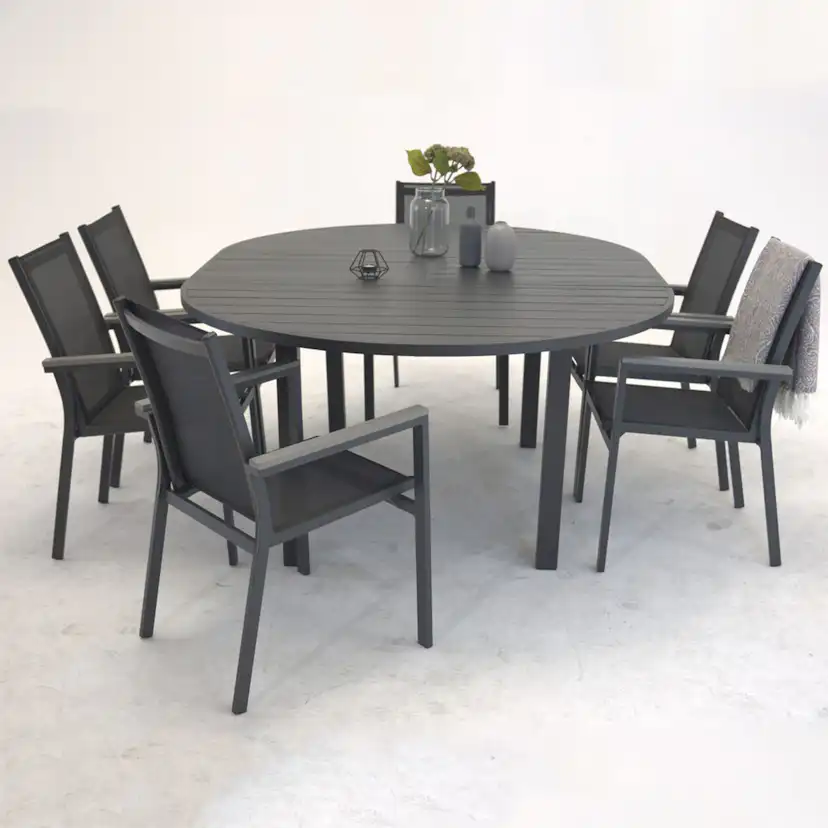 Parma Karmstol (stapelbar) - svart Aluminium / svart textile Svart