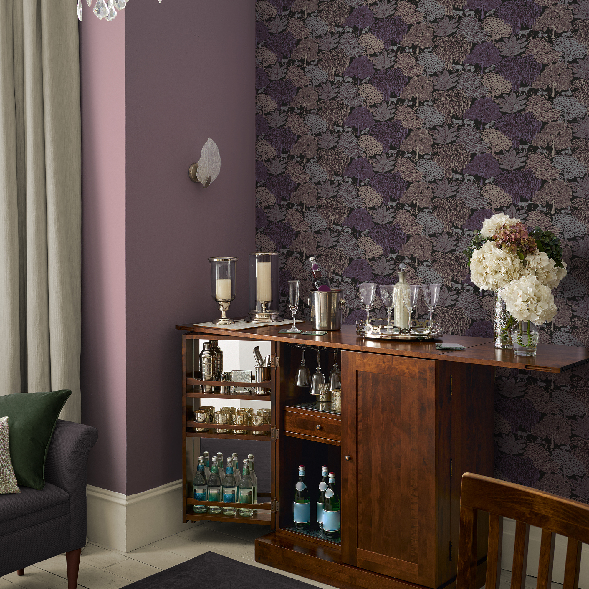 Tapet Laura Ashley Garträ Grove Violet Grå 121087