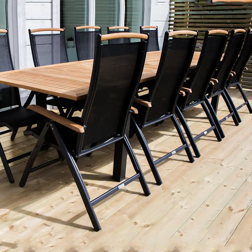 Panama - 5:pos Chair - Svart Alu/svart Textilene/Teak Svart