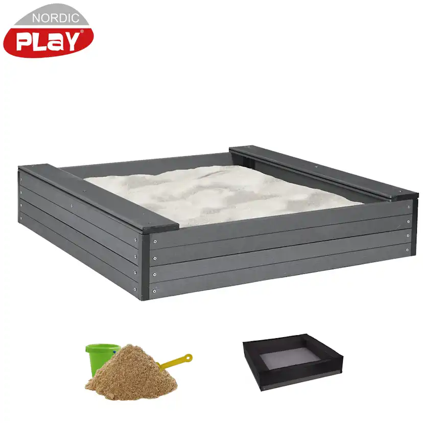 NP SANDBOX WPC 24X120X120 CM INCLUDING MESH COVER & 240 KG S WPC Svart