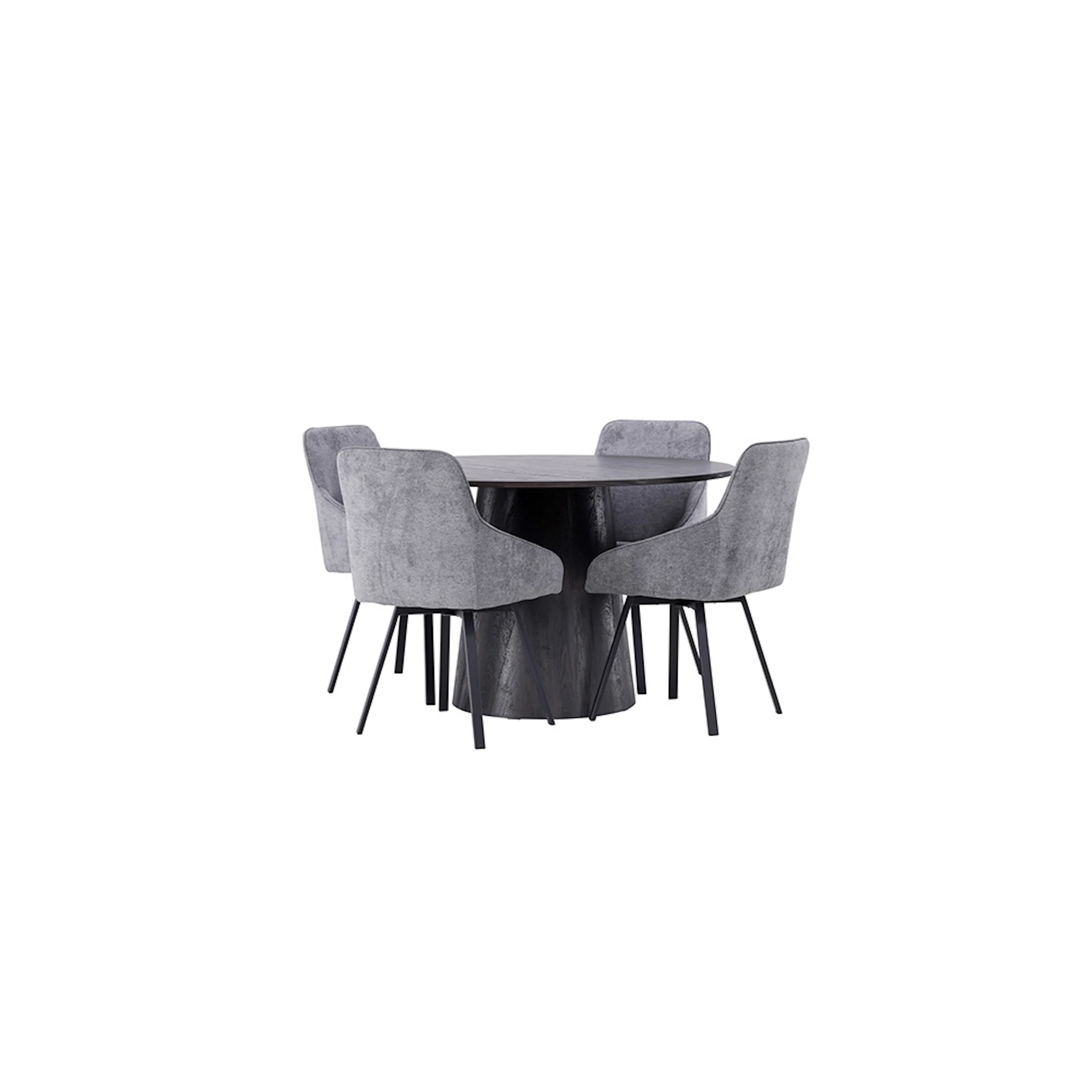 Matgrupp Venture Home Lanzo Ø120 cm med 4 st Rosie stolar Grå/Svart
