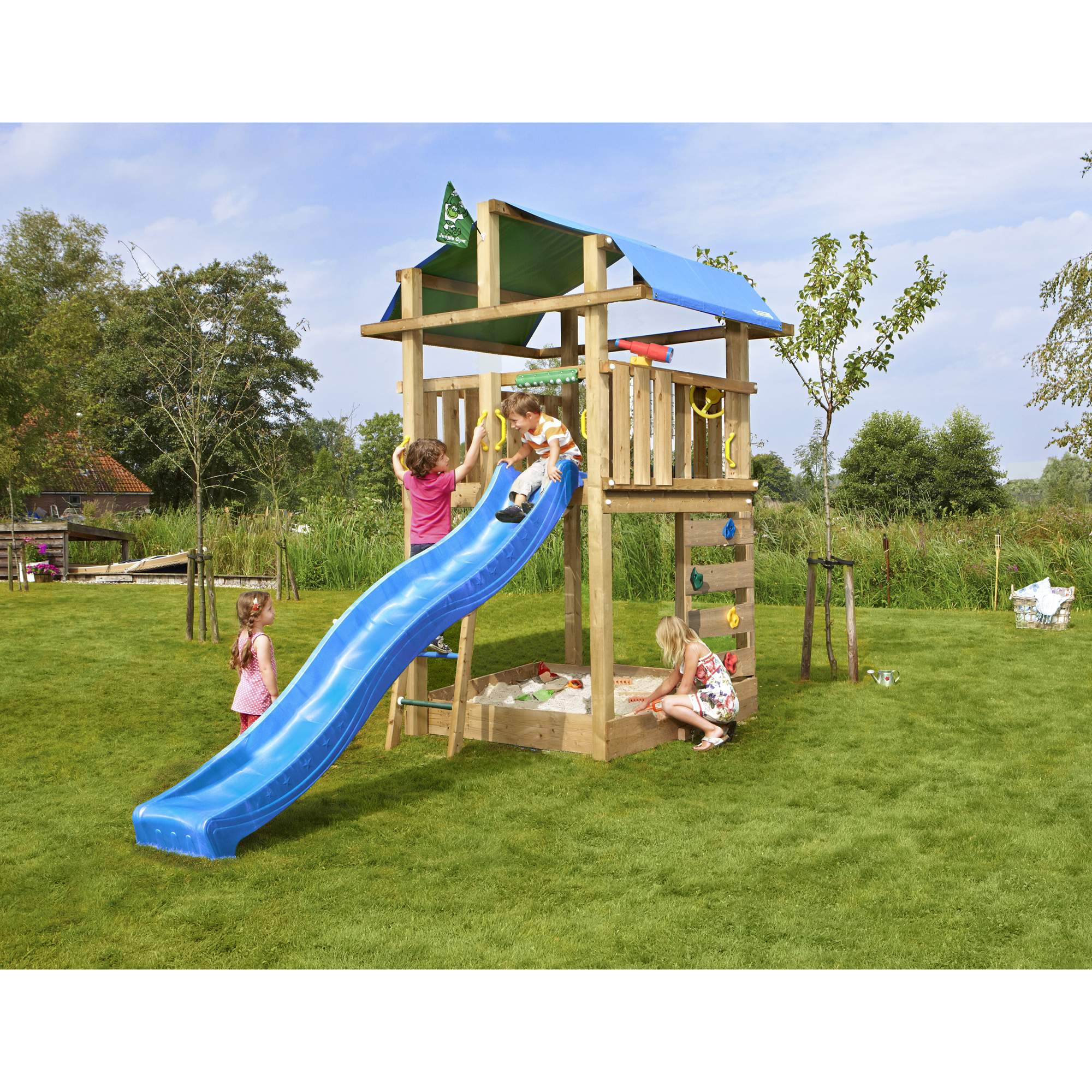 Lektorn Jungle Gym Fort 2.1 Med Blå Rutschkana