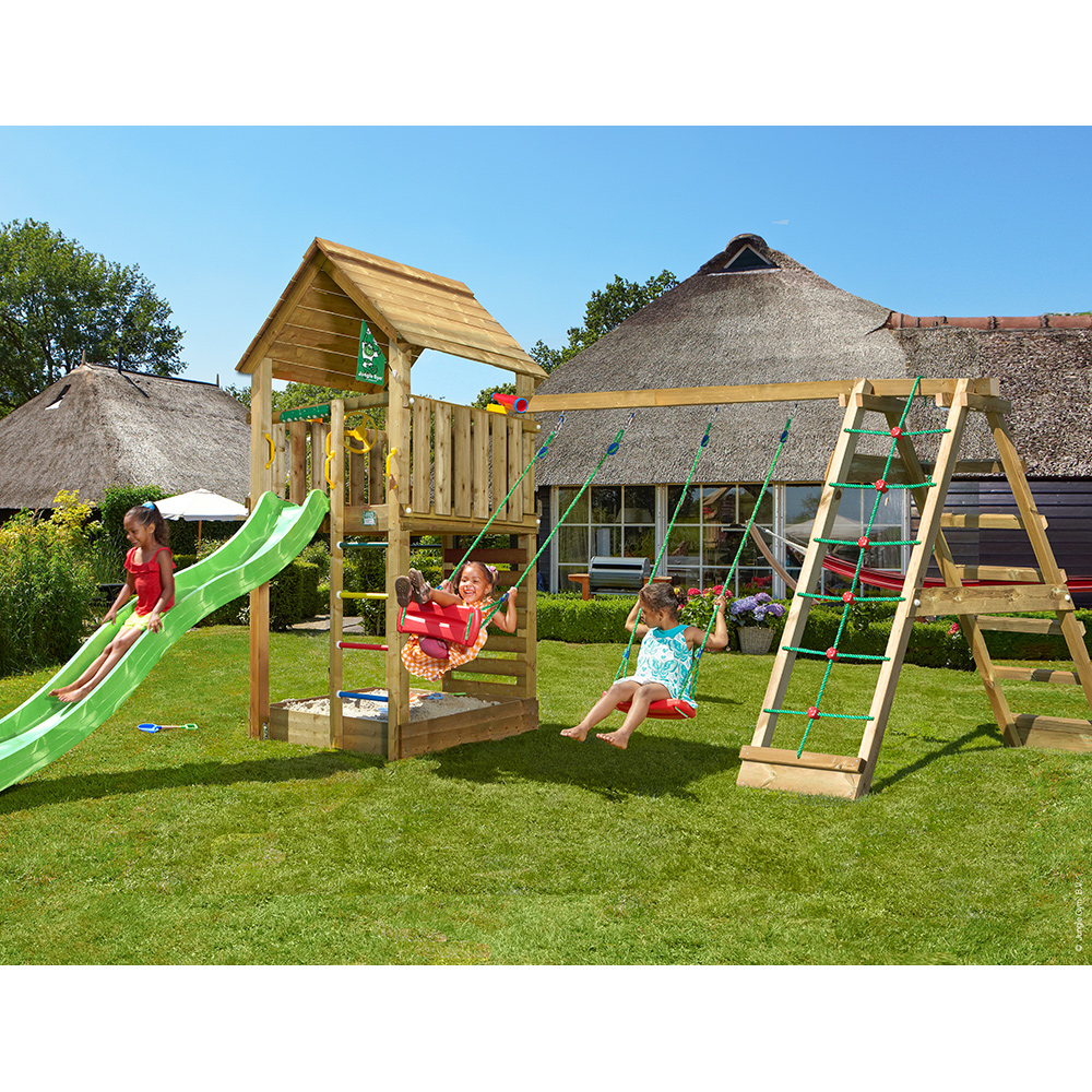 Lektorn Jungle Gym Cabin 2.1 Klättermodul Grön Rutschkana