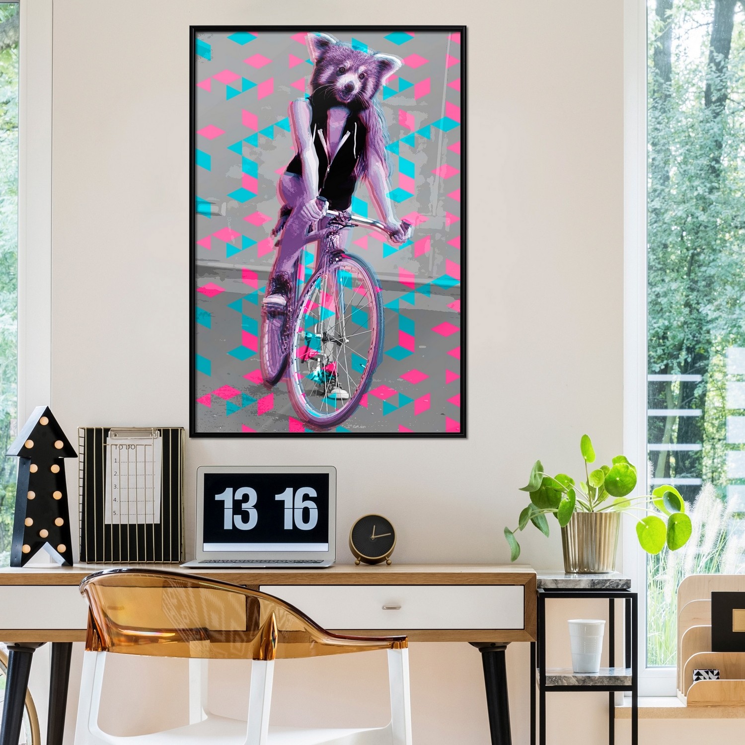 Poster Artgeist Affisch Raccoon On The Bike