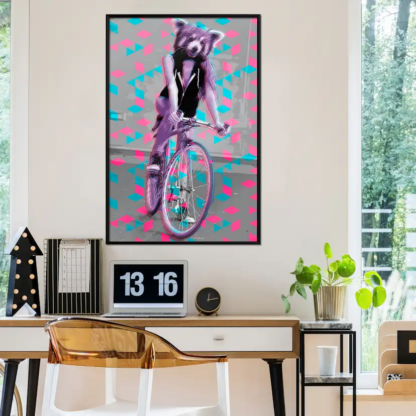 Poster Artgeist Affisch Raccoon On The Bike