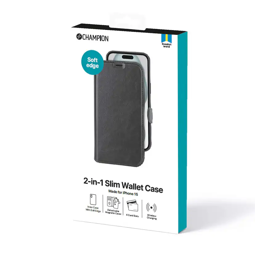 Mobilskal Champion 2-in-1 Slim wallet iPhone 15