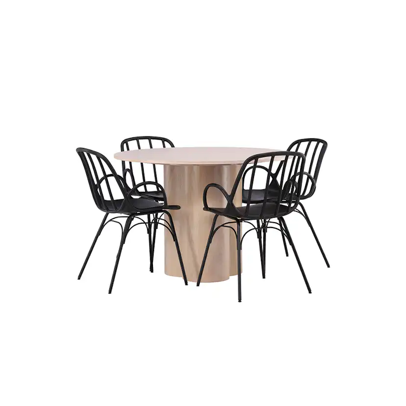 Matgrupp Venture Home Olivia Ø 110 cm med 4 Dyrön Stolar