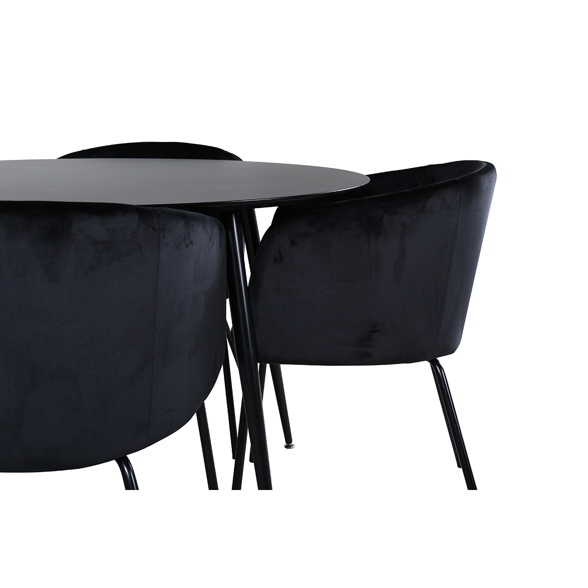 Silar Dining Table - Round 100  cm - Black Melamine / Black Svart