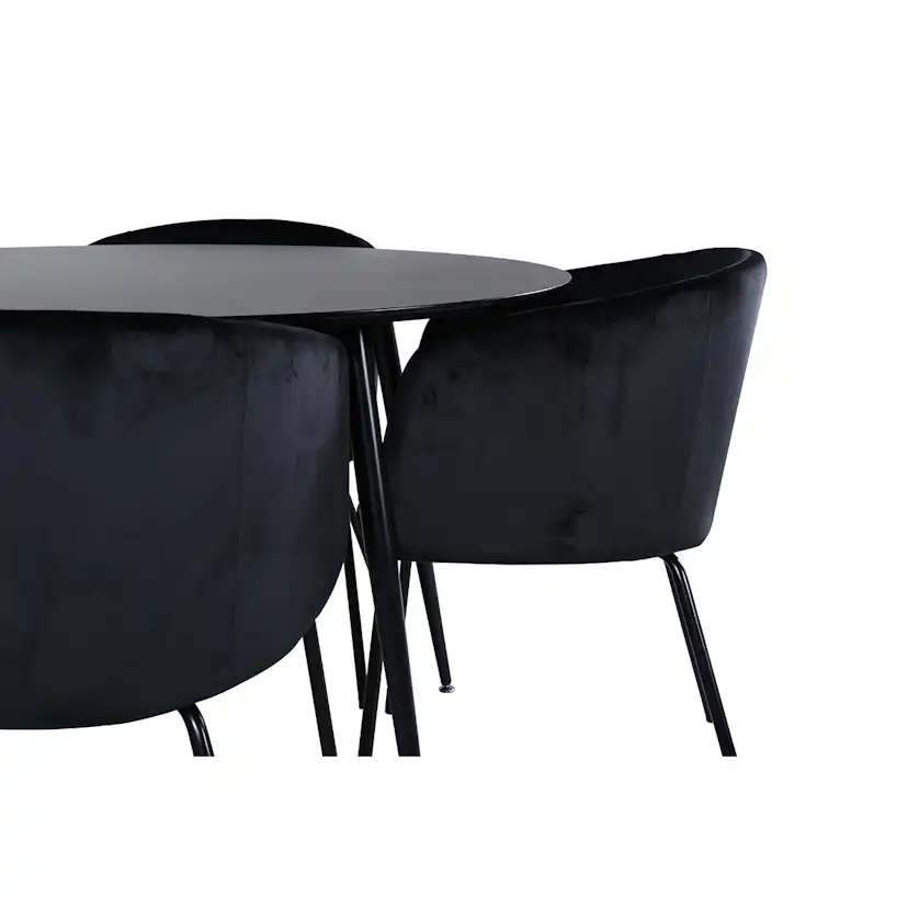 Silar Dining Table - Round 100 cm - Black Melamine / Black Svart