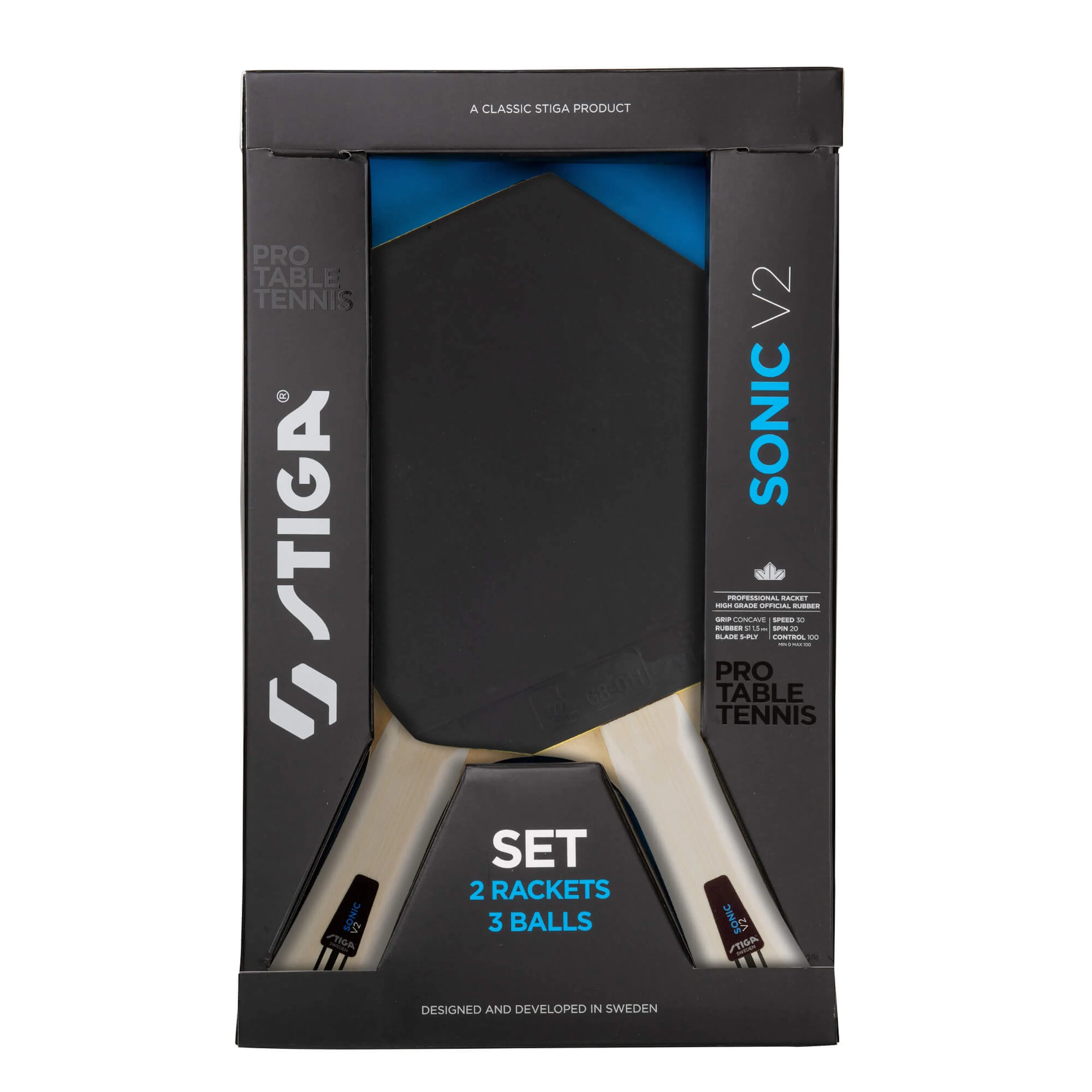 Pingisracket STIGA Sports Sonic Cybershape V2 Hobby 2-Pack