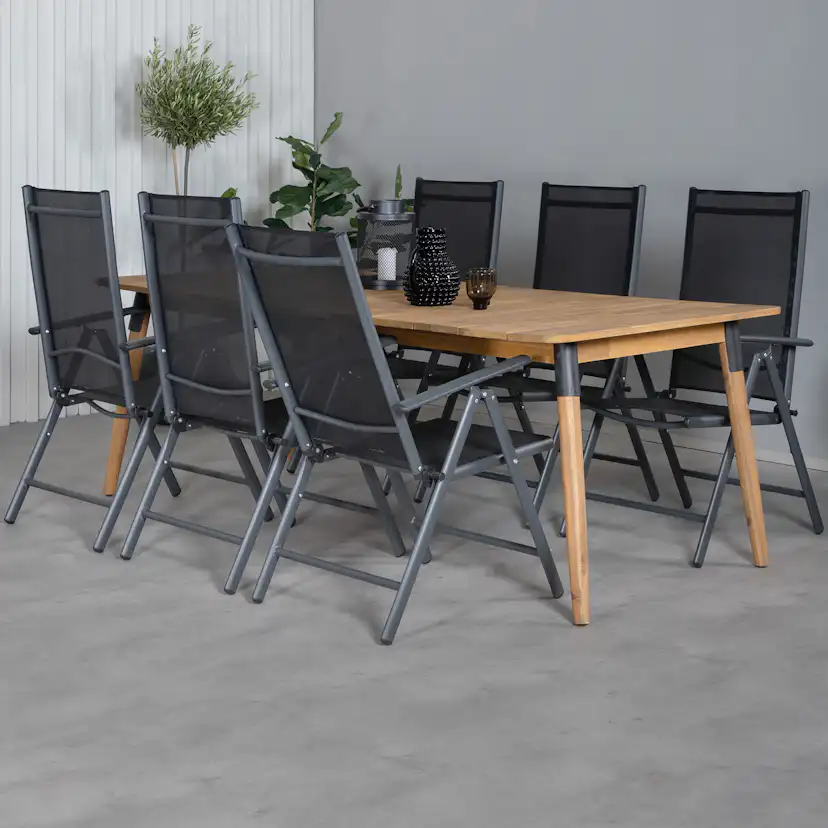 Matgrupp Utomhus Venture Home Julle med 6 Bend Trädgårdsstolar