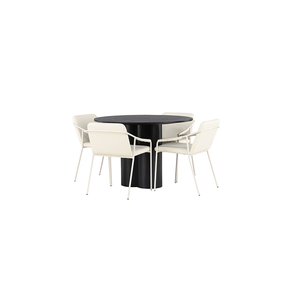 Matgrupp Venture Home Olivia Ø110 cm med 4 st Tvist stolar