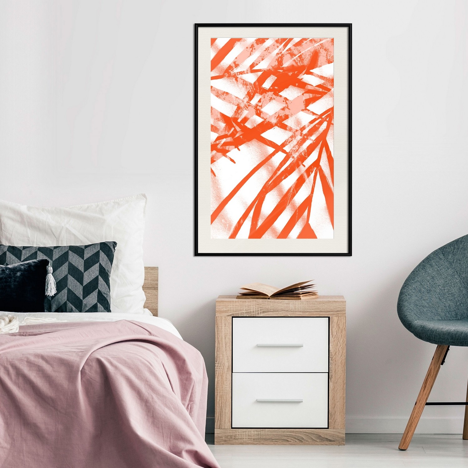 Affisch - Palm Composition [Poster] 40x60 Svart ram med passepartout, 40x60 cm