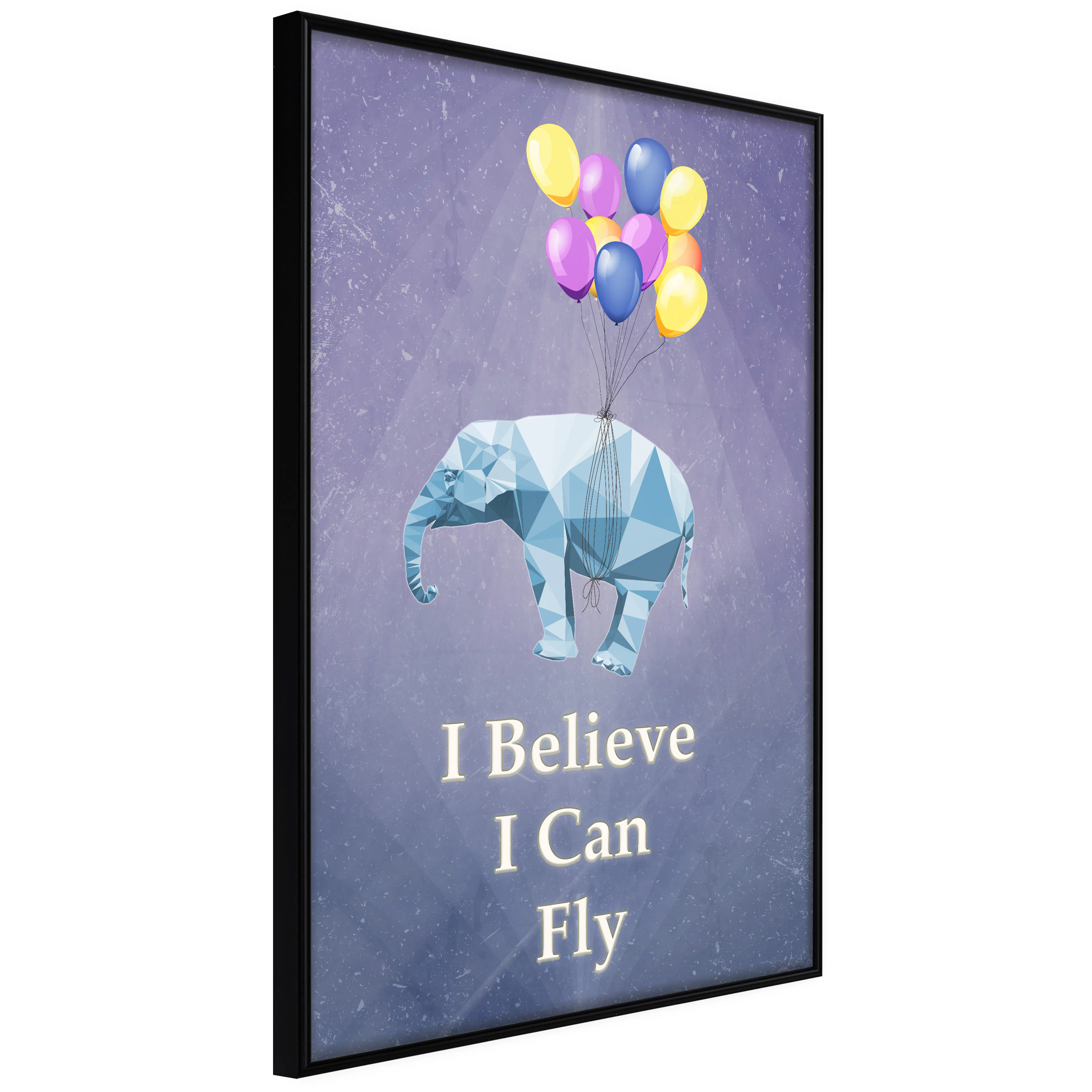 Affisch - Flying Elephant [Poster] 40x60 Svart ram, 40x60 cm