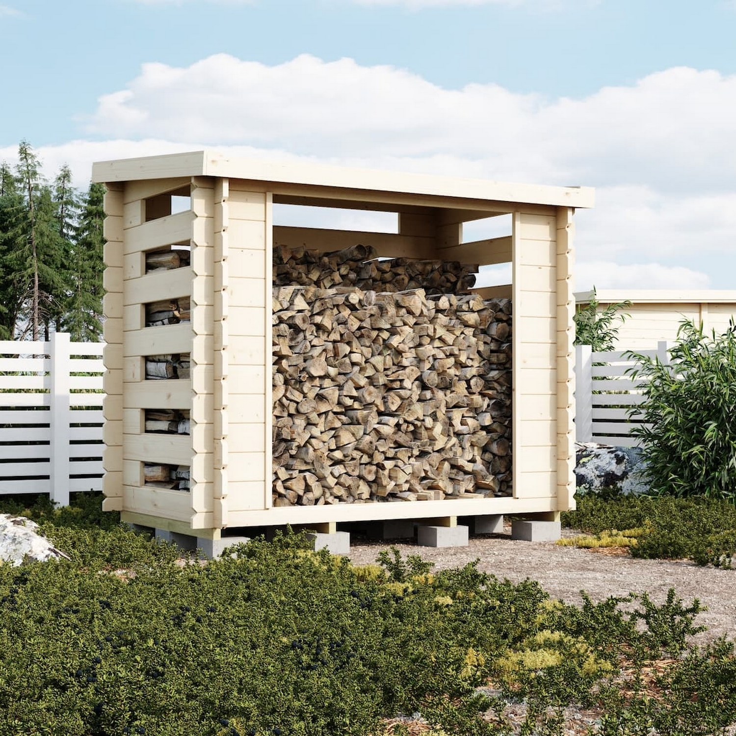 Vedbod Luoman Lillevilla Joulukka 2,4 m² Vedförvaring med Pulpettak i Lösvirke