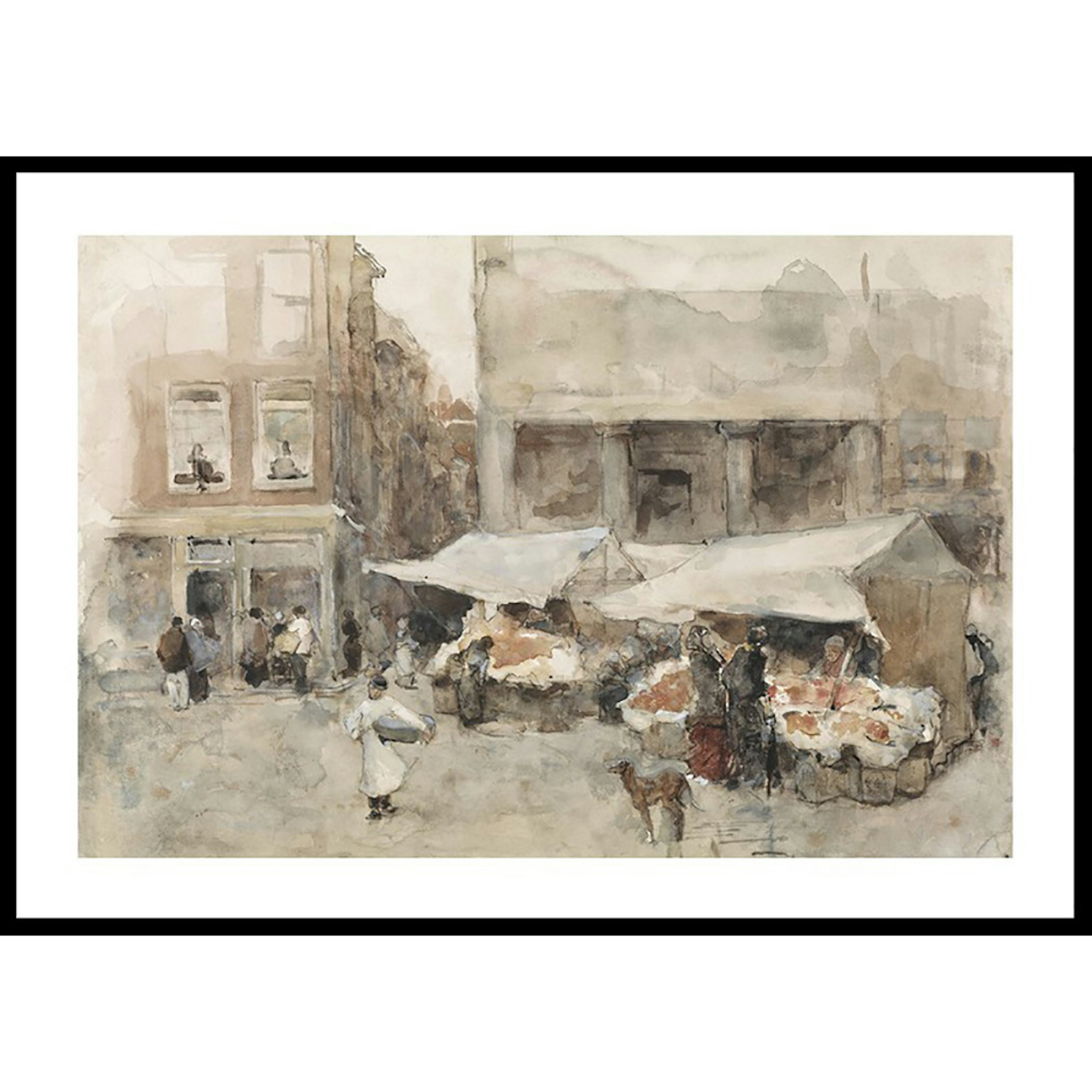 Poster Gallerix Markt Met Bloemenstalletjes By Floris Arntzenius