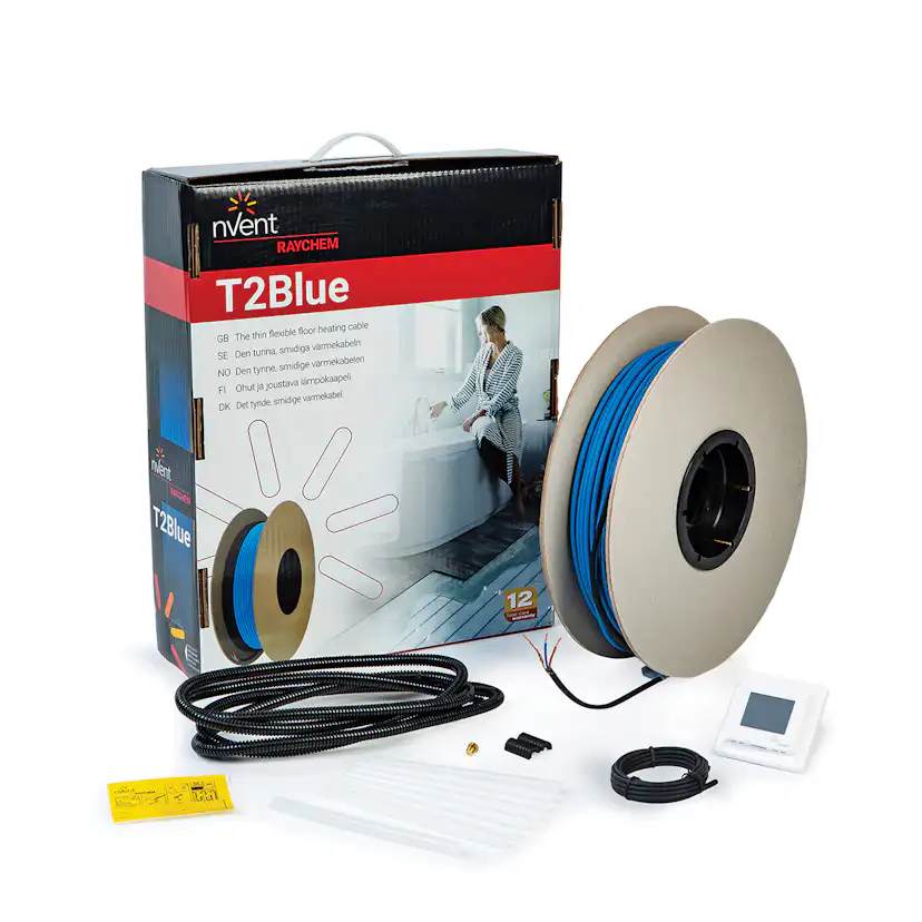 Golvvärmekabel Raychem T2Blå-10 med SENZ WIFI-termostat
