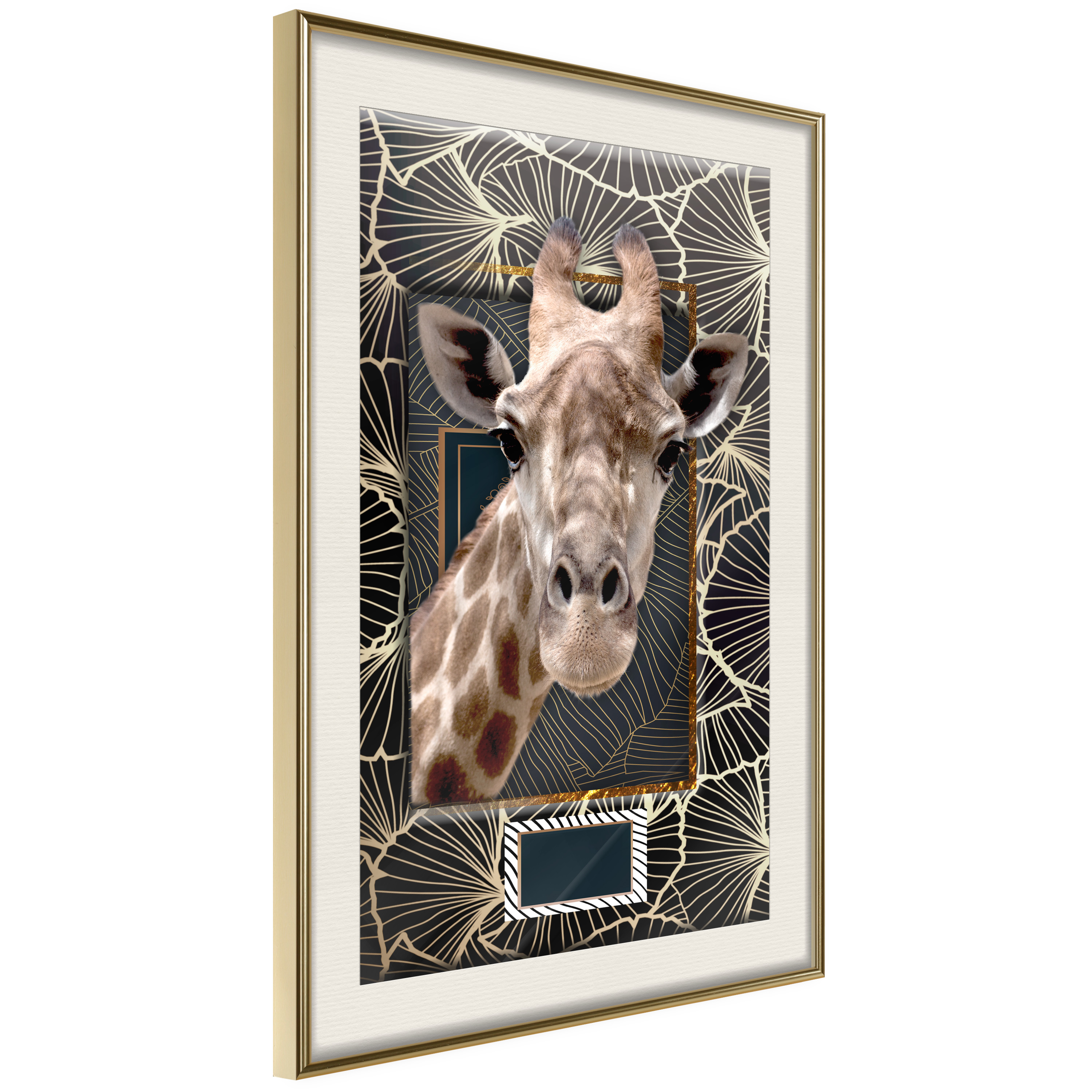Affisch - Giraffe [Poster] 20x30 Guld ram med passepartout, 20x30 cm