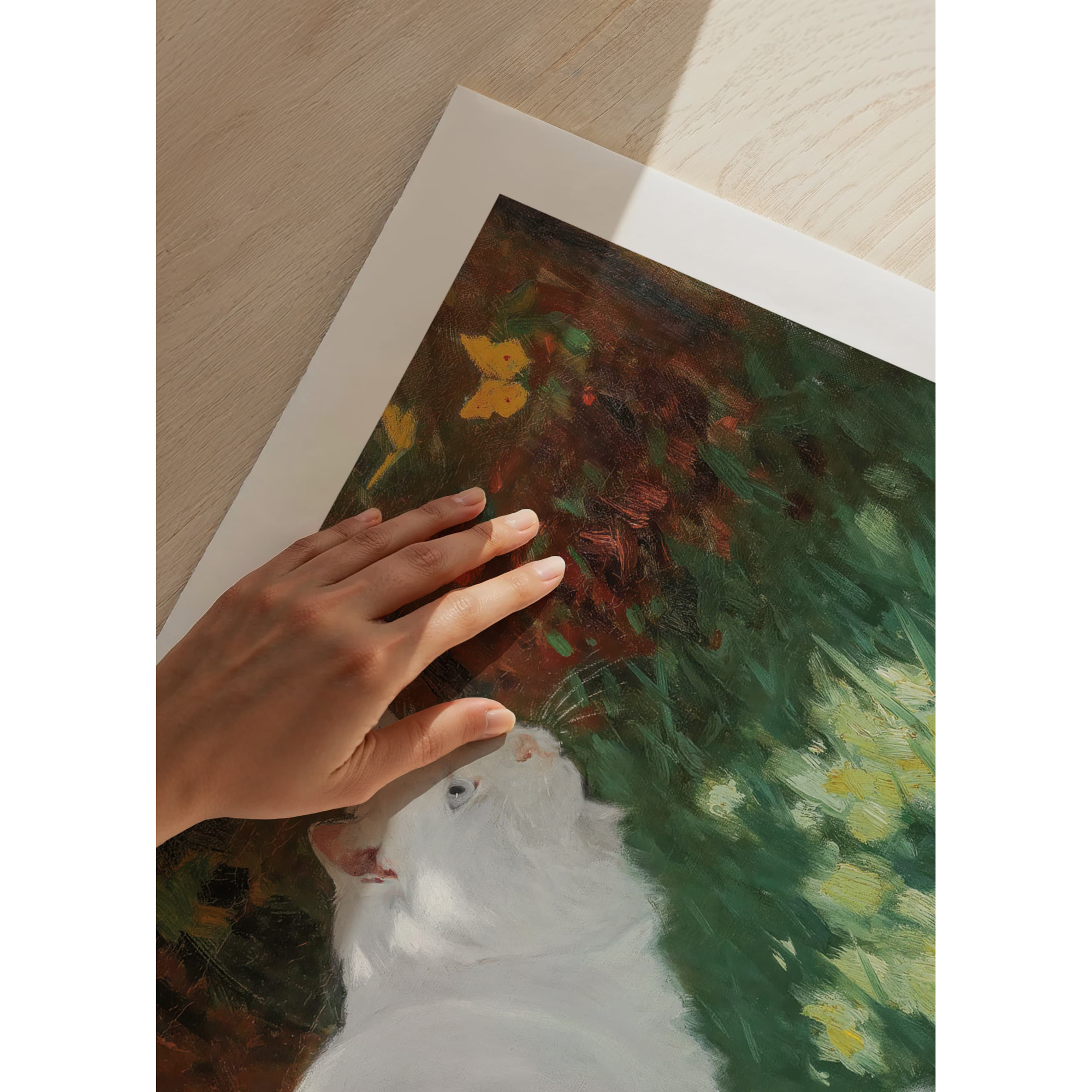 Poster Gallerix White Cat And Butterflies By Arthur Heyer