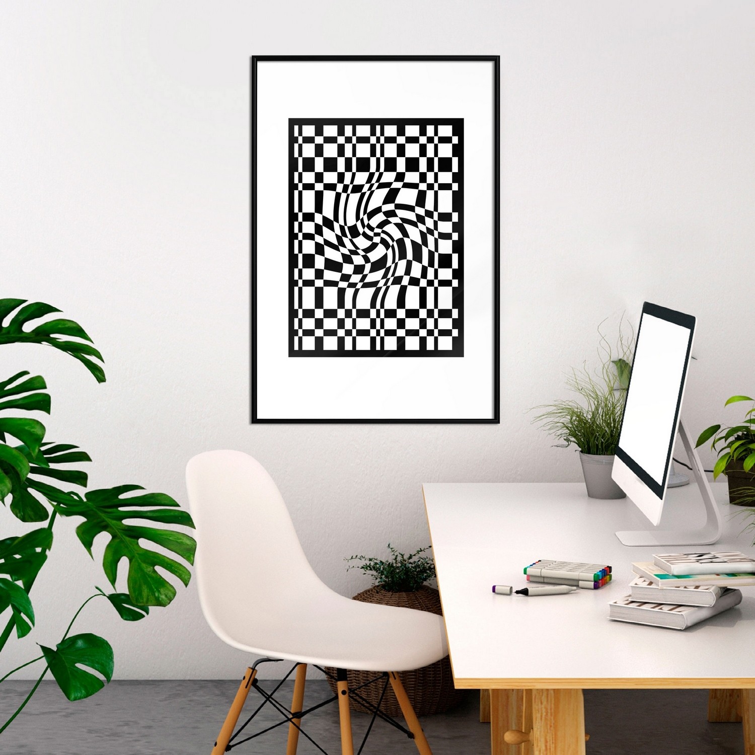 Poster Artgeist Affisch Distorted Chessboard