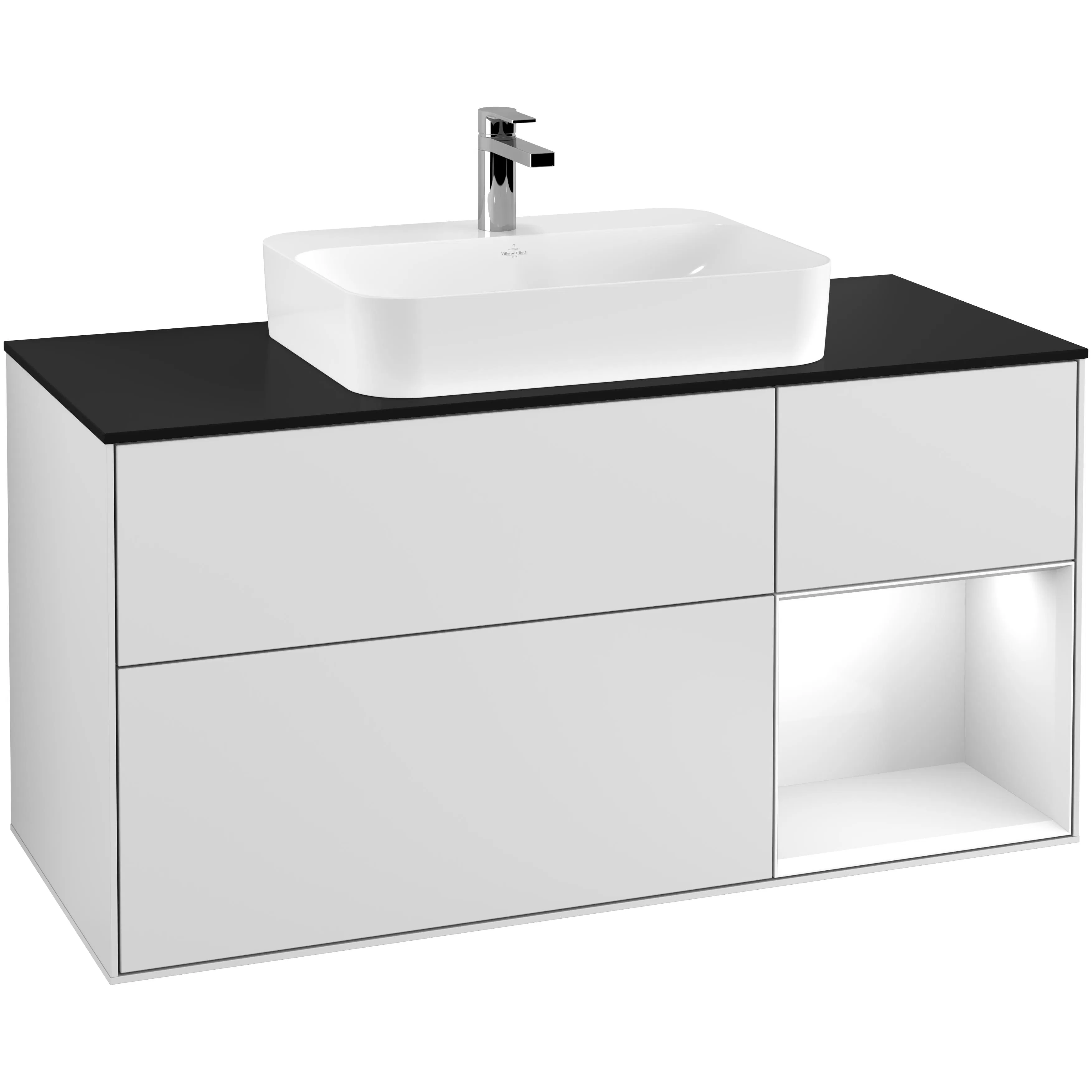 Tvättställsskåp Villeroy & Boch Finion med 3 Lådor Hylla och Bänkskiva för Ytmonterat Tvättställ