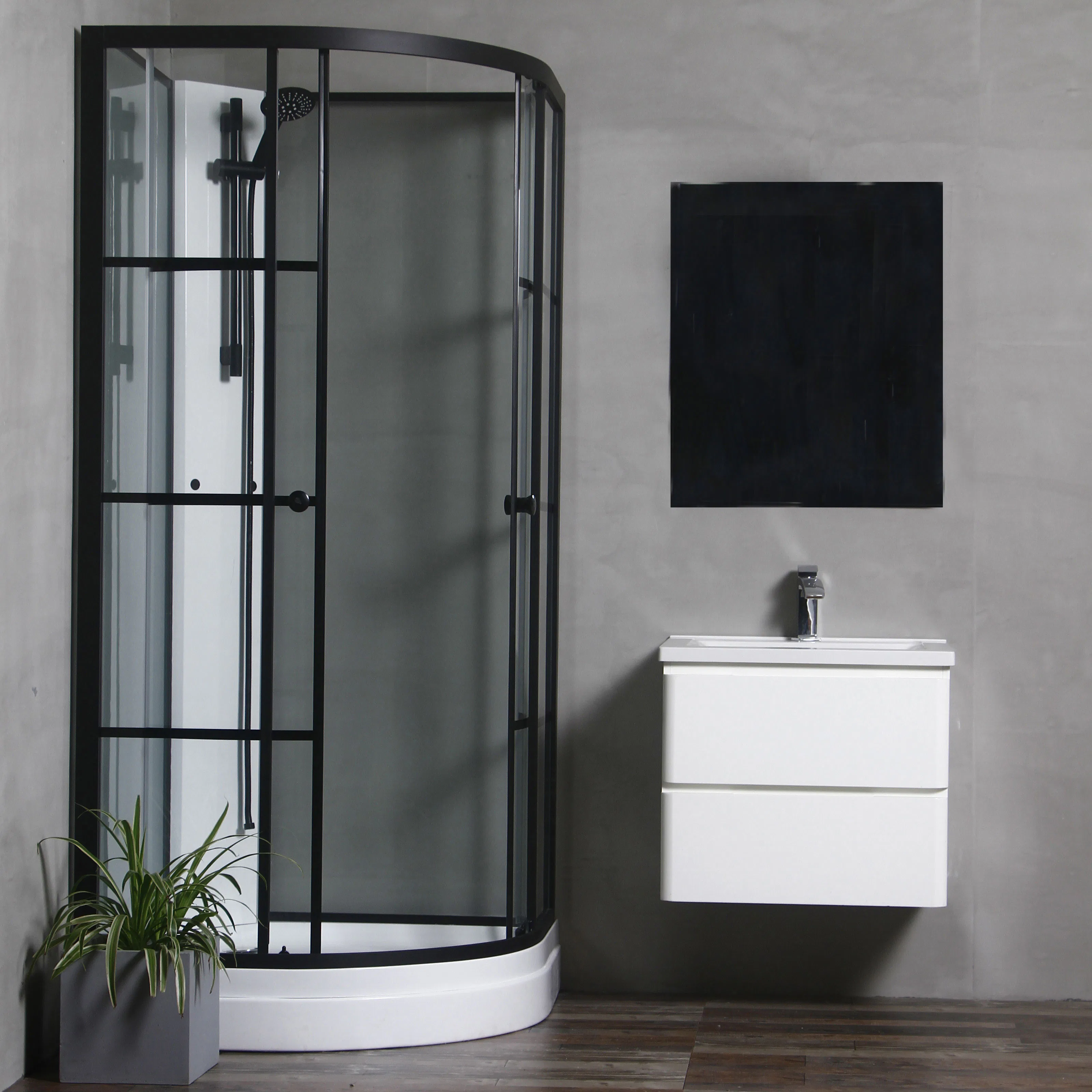 Duschkabin Bathlife Betrakta 80x80 Svart/Vit