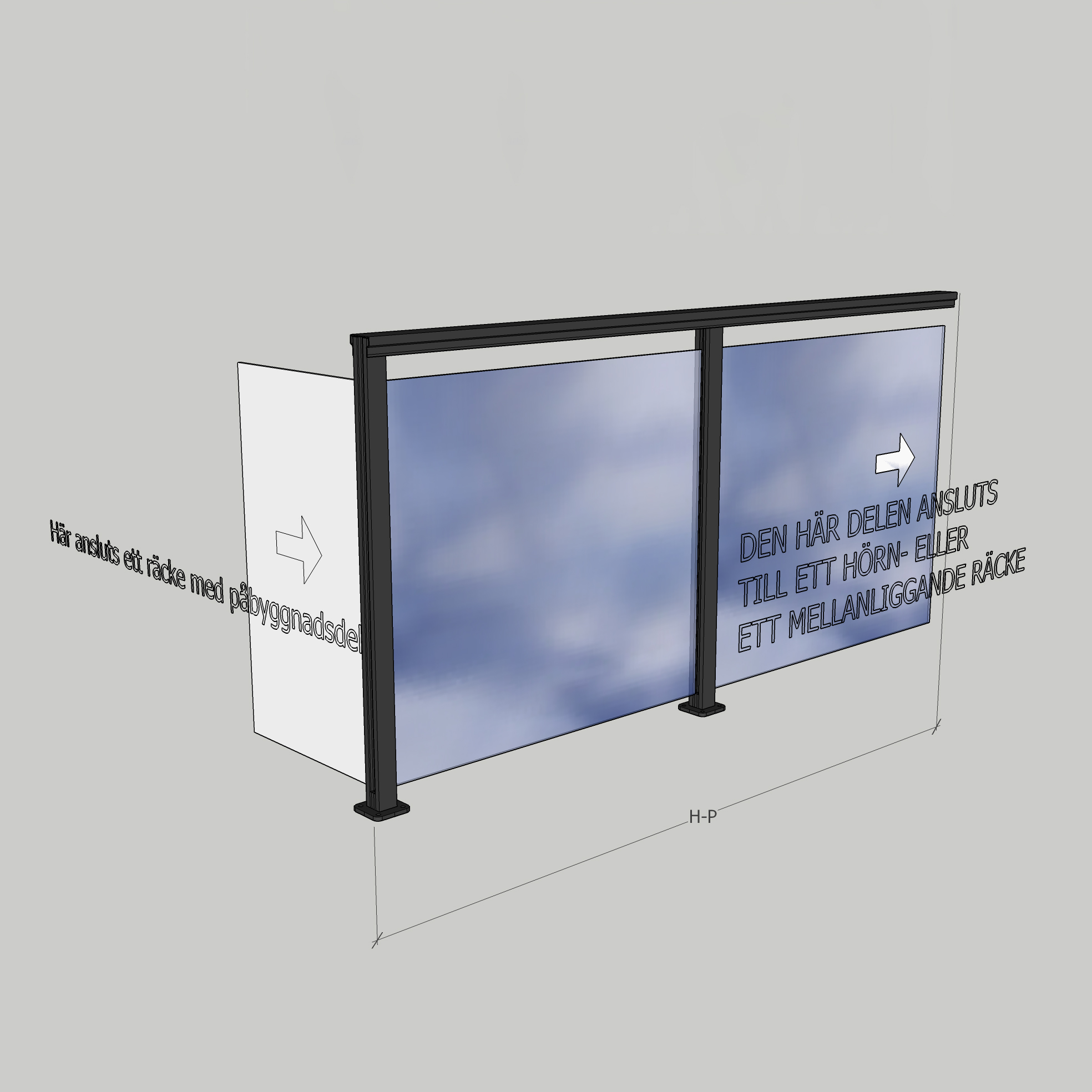 Glasräcke Novoroom Komplett Sektion H-P