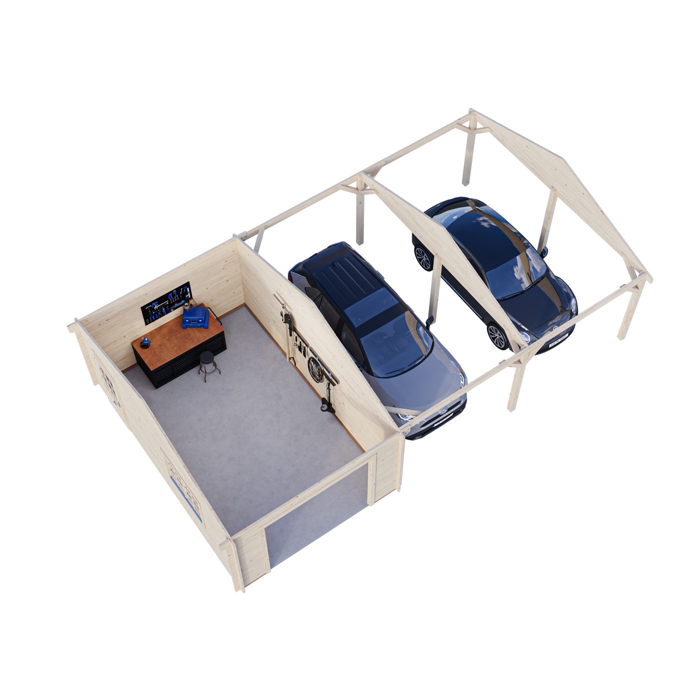 Garage Palmako Roger med Carport 53,1 m2