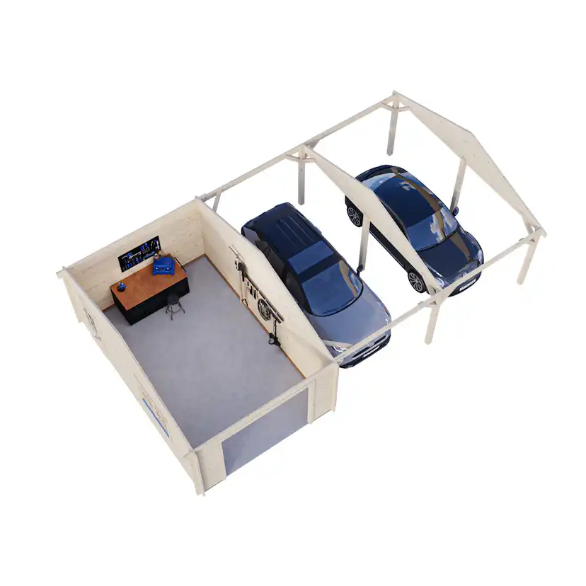 Garage Palmako Roger med Carport 53,1 m2