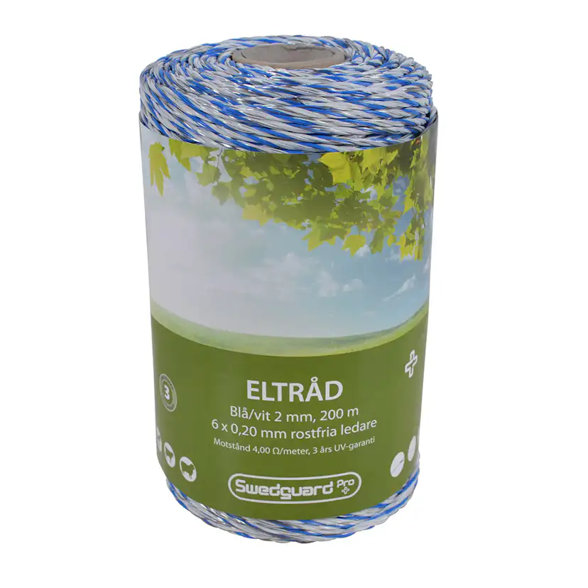 Eltråd Swedguard + 2 mm Vit/Blå