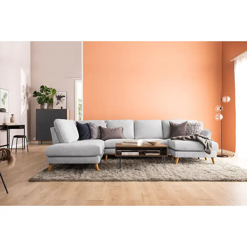 Trend Lyx U-soffa med Divan Höger Ljusgrå