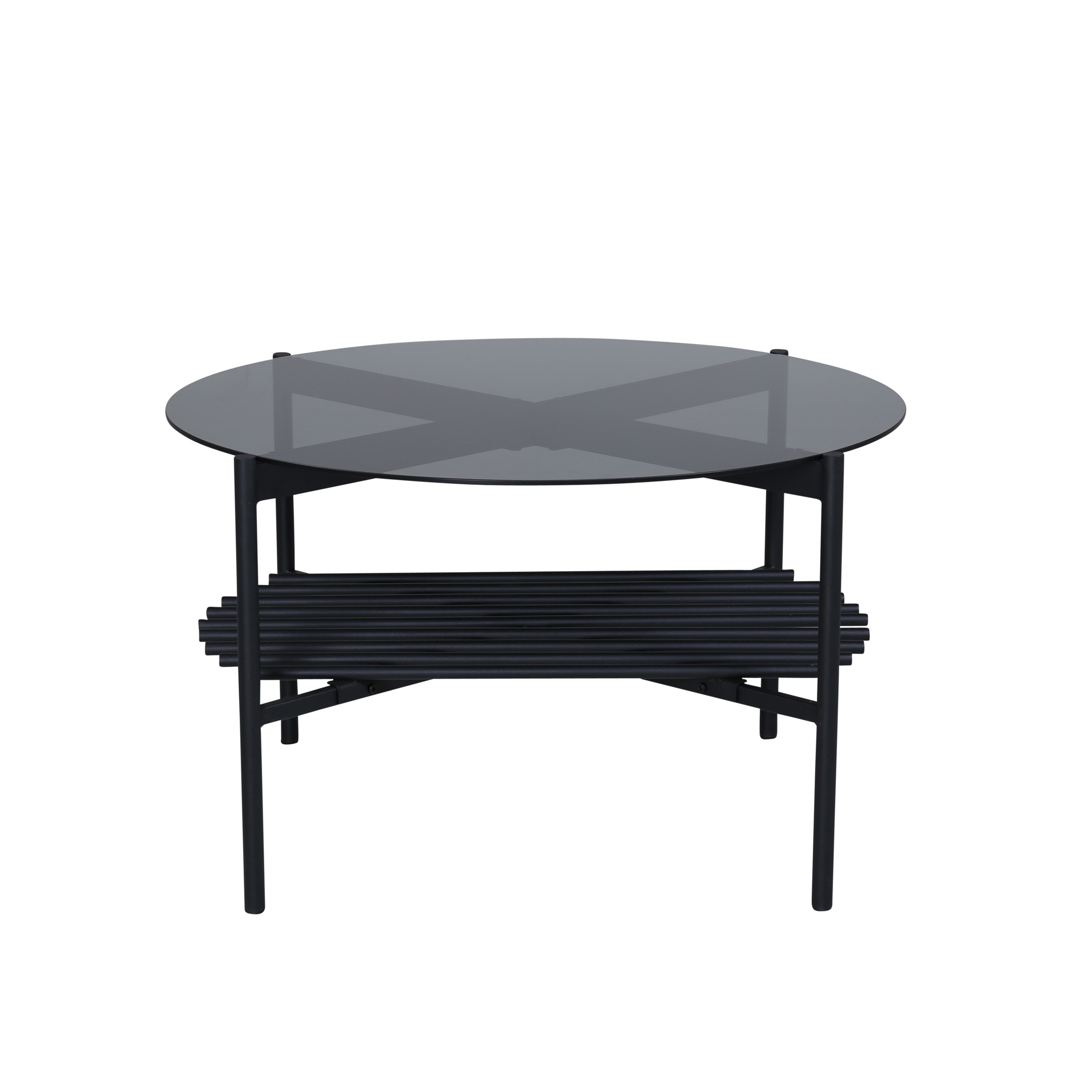 Von Staf Round Sofa Table - black / Black Smoked Glass glass Svart Glas