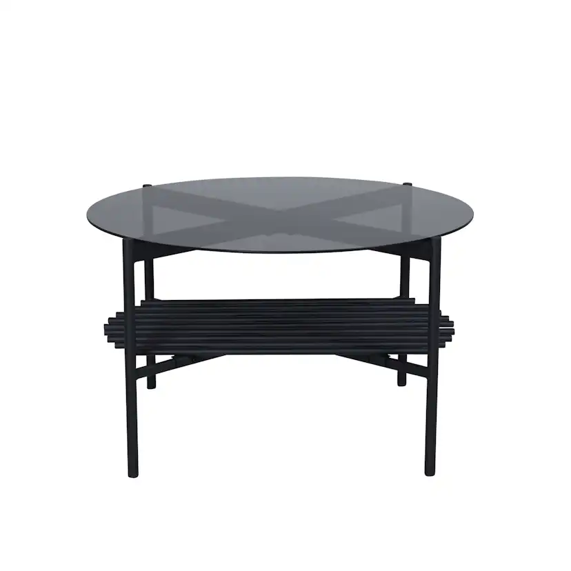 Von Staf Round Sofa Table - black / Black Smoked Glass glass Svart Glas