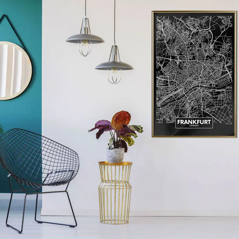 Poster Artgeist Affisch Dark Map of Frankfurt