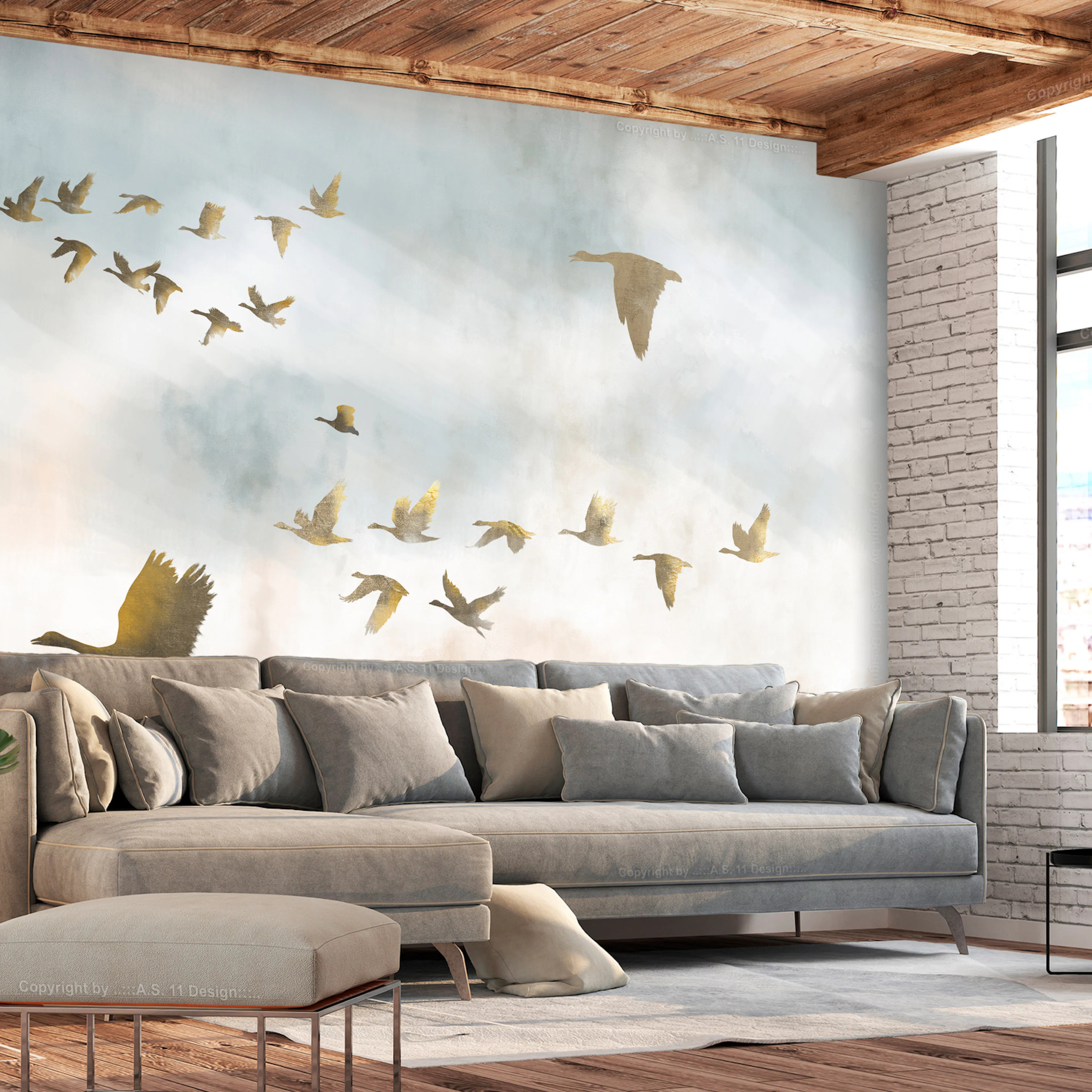 Fototapet - Golden Geese 450x315 450x315 cm