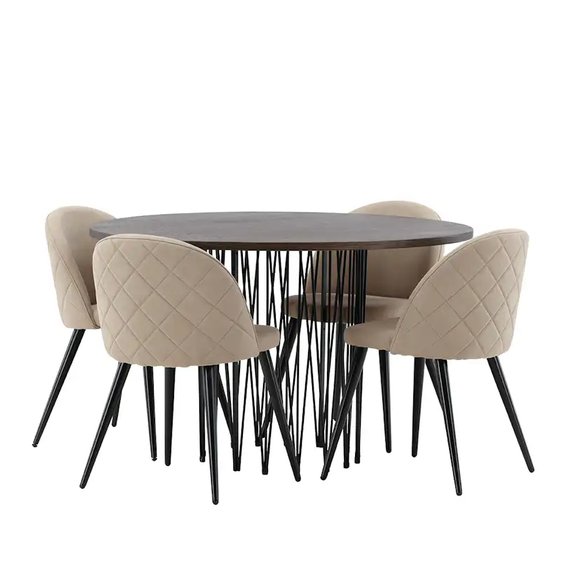 Matgrupp furniture/fashion Stone med 4 Velvet Stitches Stolar