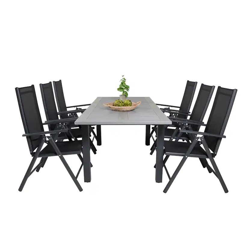 Matgrupp Venture Home Aleyna 160/240 med 6 Bront Positionsstolar
